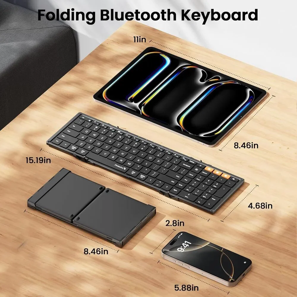 ProtoArc Foldable Bluetooth Keyboard, XK01 Folding Wireless